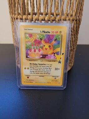 Pikachu Birthday Surprise Holographic Card - Yellow